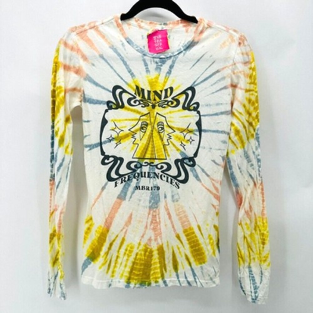 One Teaspoon Moblack Mind Frequencies Top Size S Cotton Tie Dye Beach Skater‎